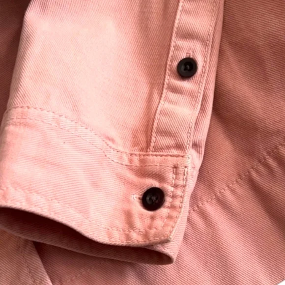 Madewell Northward Cropped Denim Jacket Blush Button Front & Cuffs Cotton Sz XXS - Picture 10 of 15